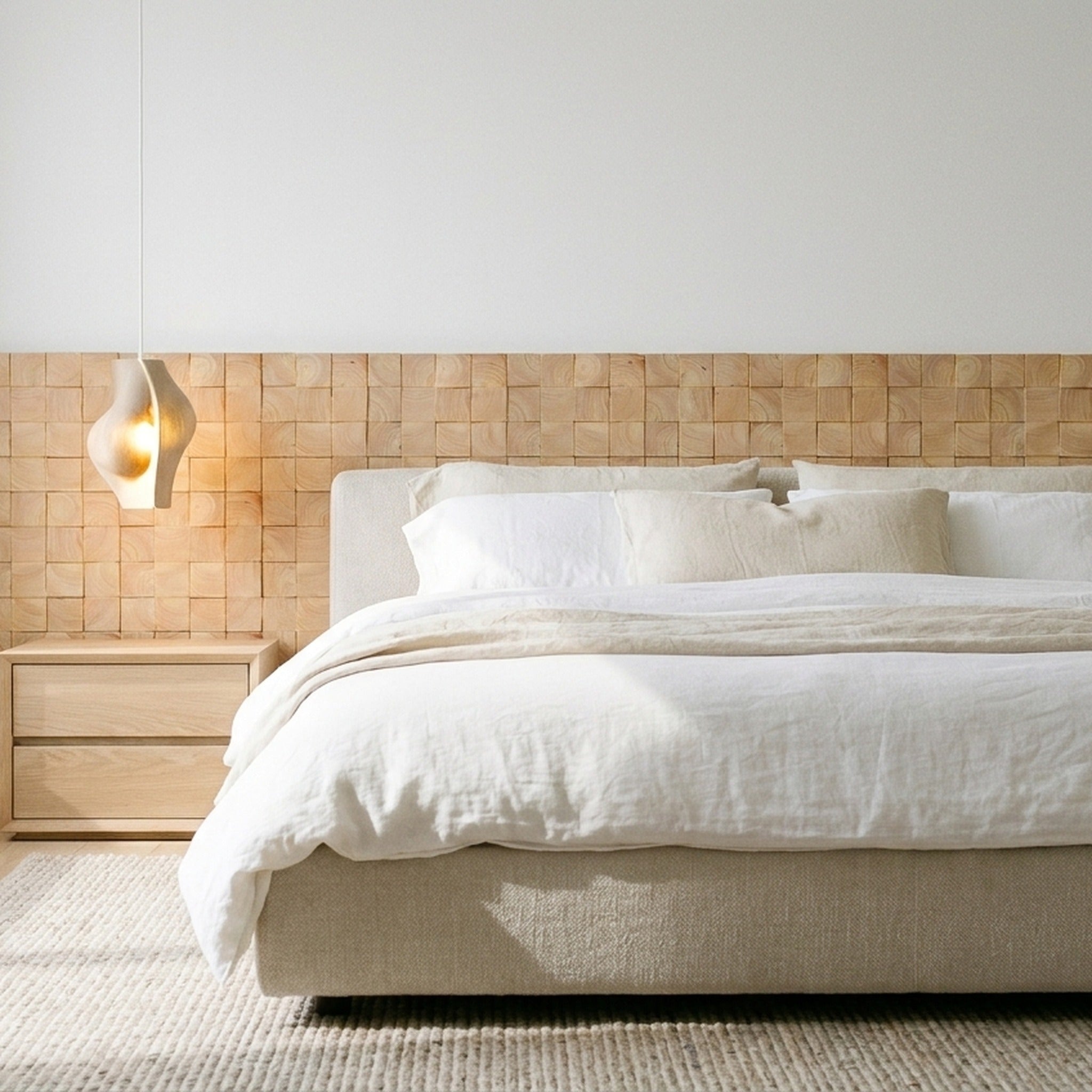 Panneau Bois Décoratif Mural | Hévéa | 30×30 cm