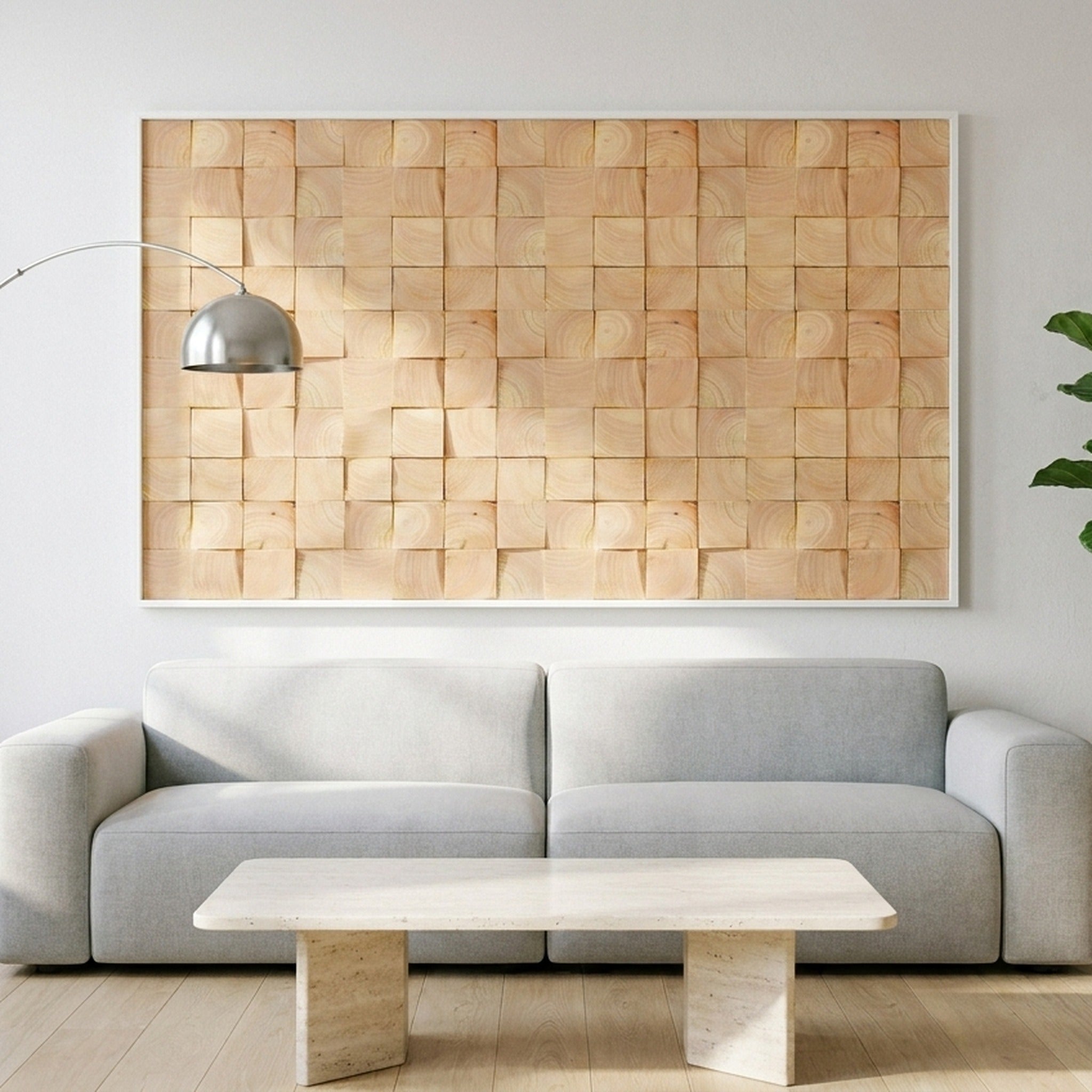 Panneau Bois Décoratif Mural | Hévéa | 30×30 cm