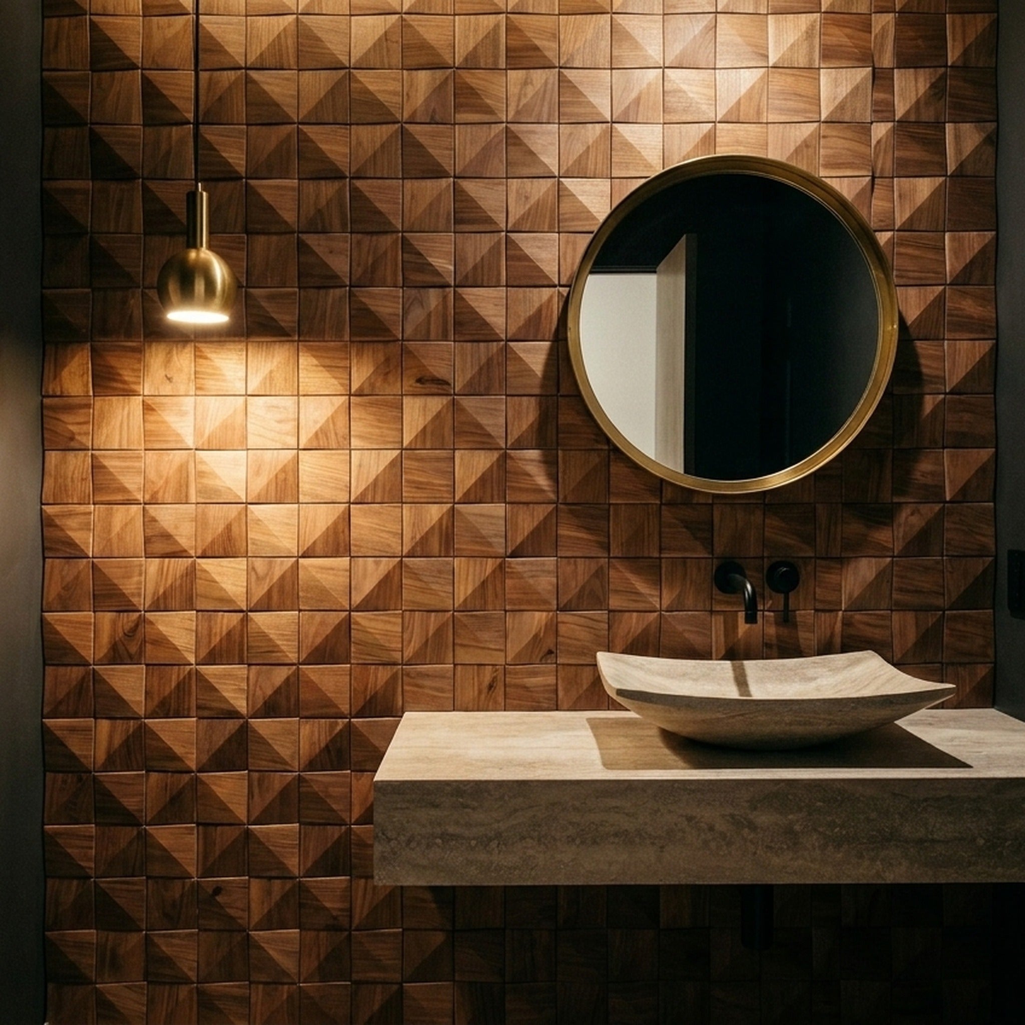 Panneau Bois Décoratif Mural | Slim Noyer | 20×40 cm