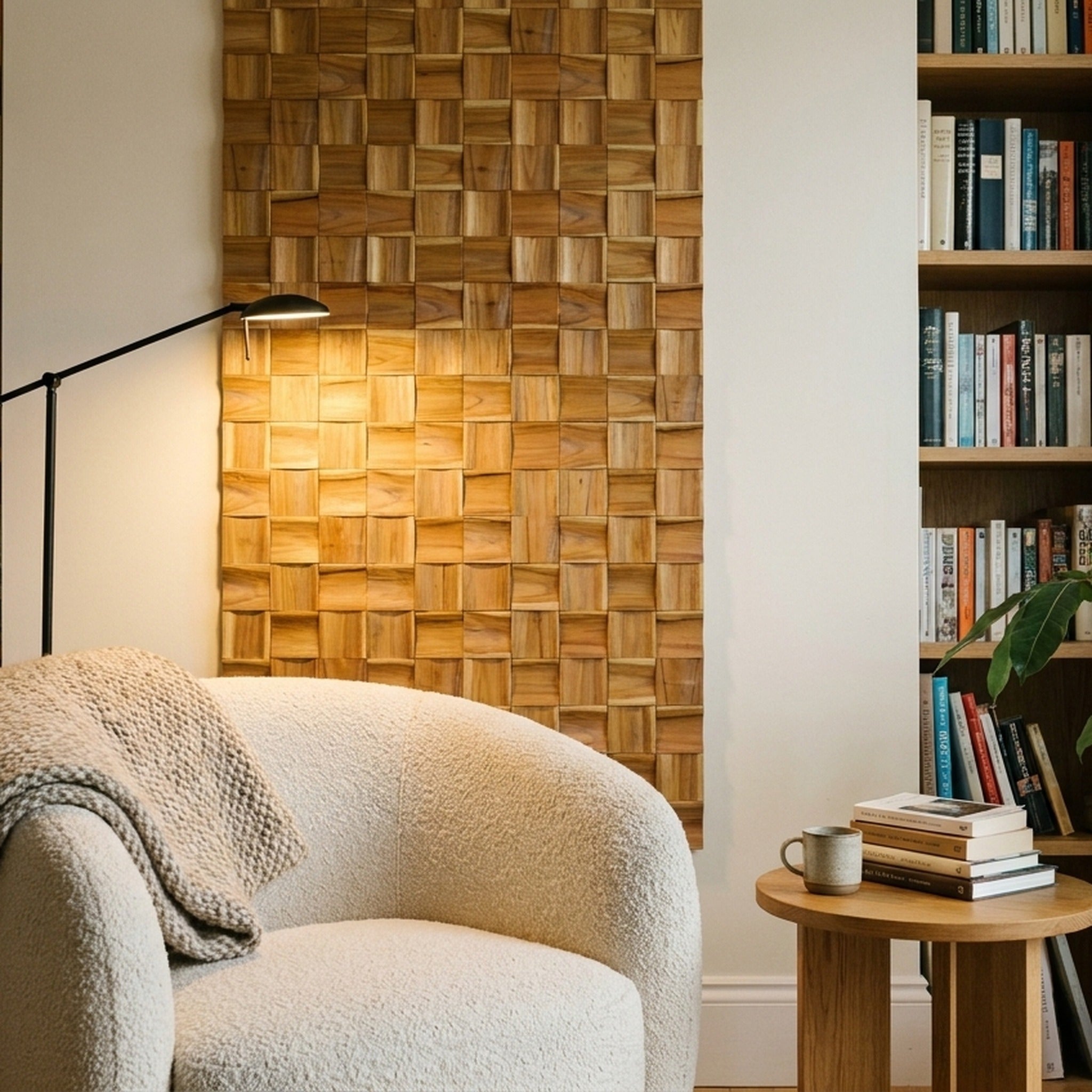 Panneau Bois Décoratif Mural | Teck Intemporel | 30×30 cm