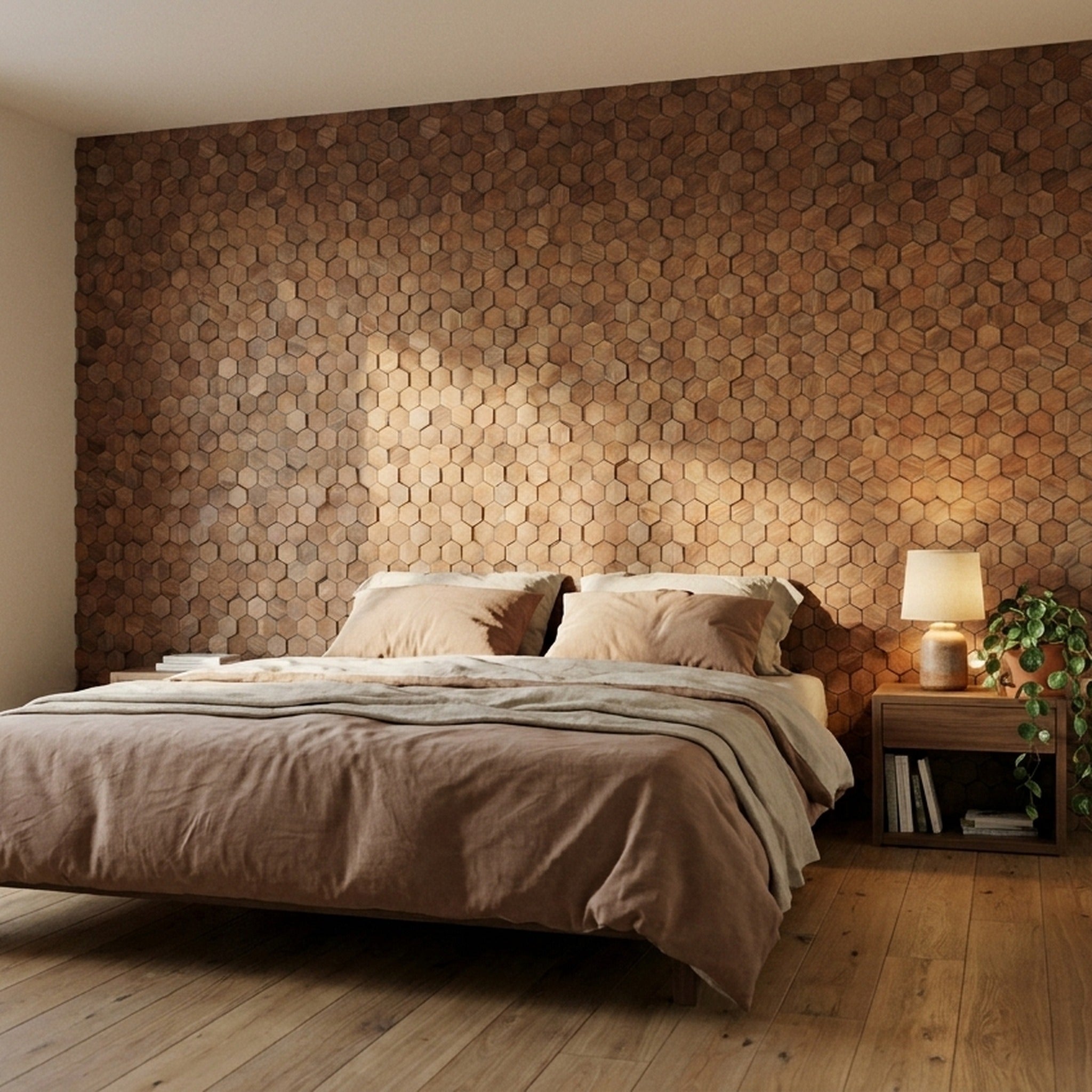 Panneau Bois Décoratif Mural | Noyer Velours | 31×30 cm