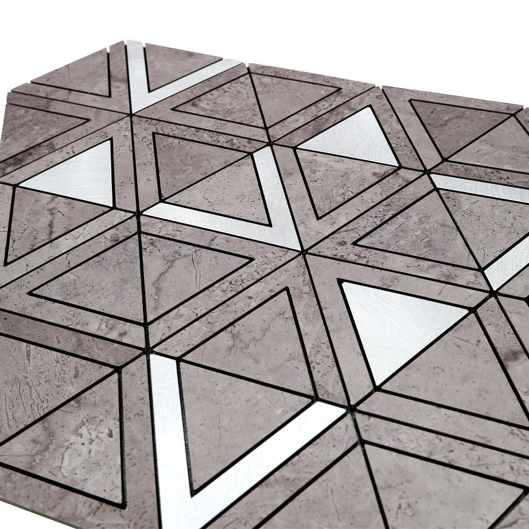 Crédence adhésive | Triangle Gris Argent | 28,7×33,1 cm