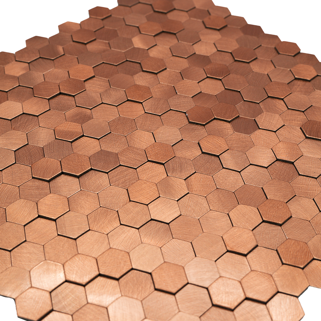 Crédence adhésive | Mini Hexagone 3D Cuivre | 29,8×30,7 cm