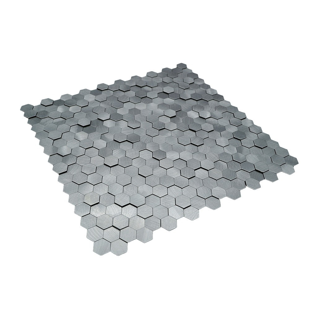 Crédence adhésive | Mini Hexagone 3D Gris | 29,8×30,7 cm