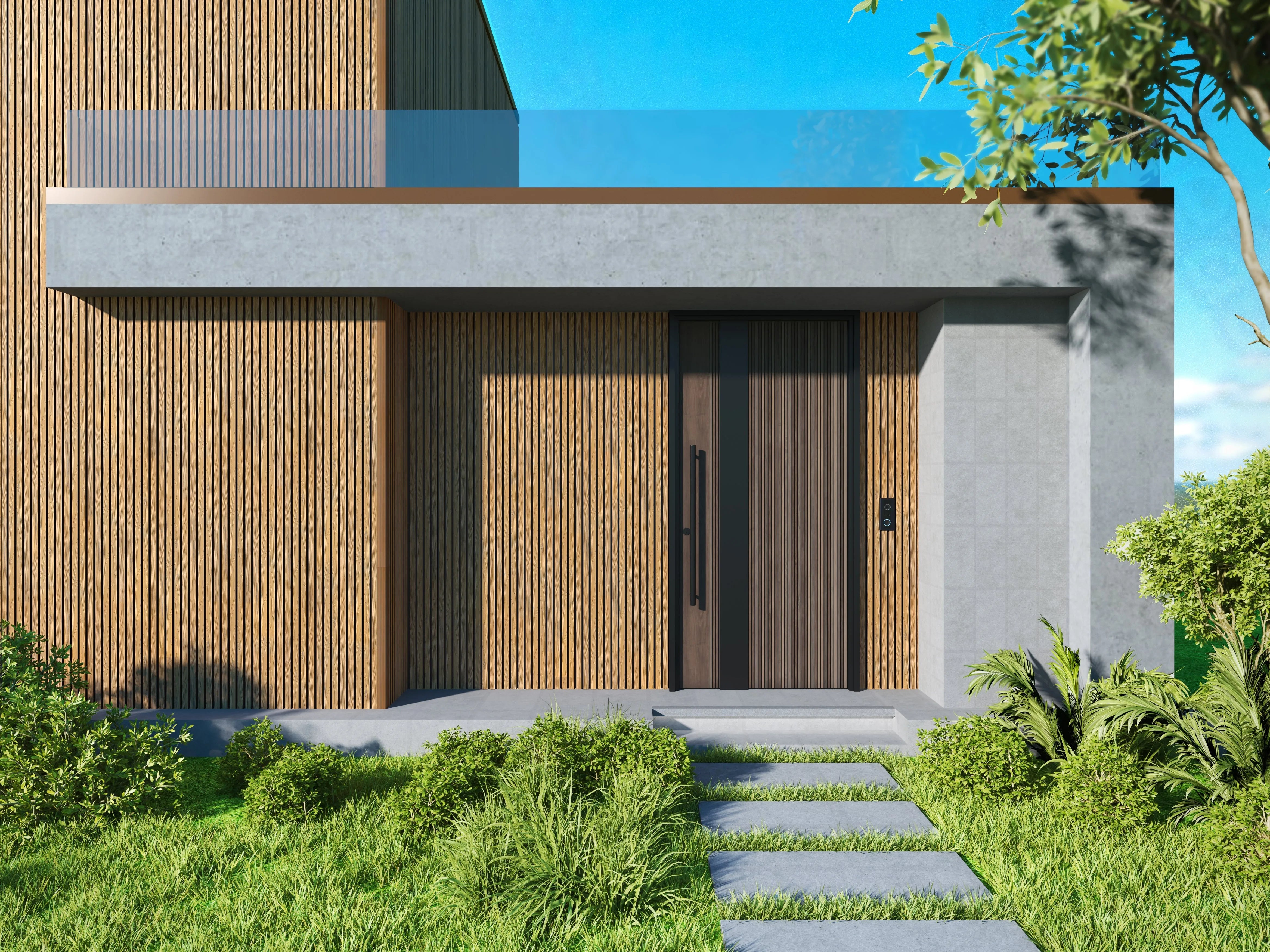 Panneau Extérieur Bouleau 290CM | Façade | Jardin | Texture Bois 3D