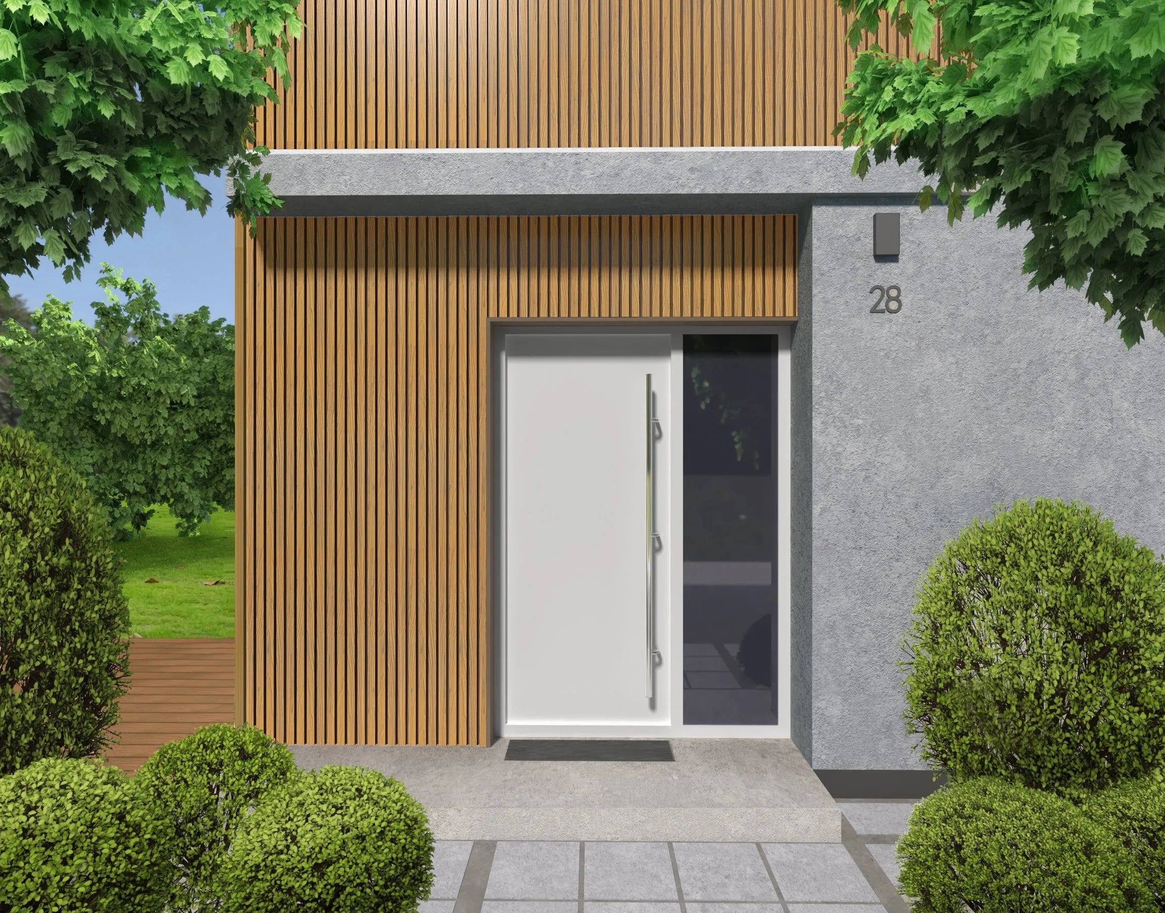 Panneau Extérieur Bouleau 290CM | Façade | Jardin | Texture Bois 3D