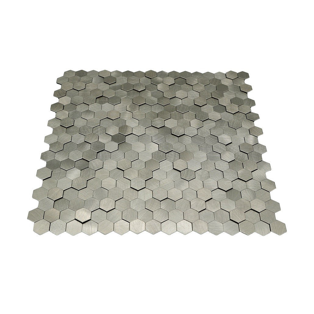 Crédence adhésive | Mini Hexagone 3D Argent | 29,8×30,7 cm