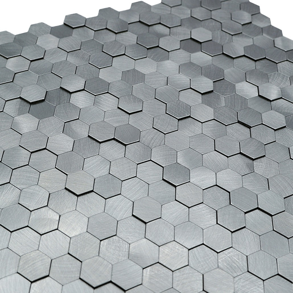 Crédence adhésive | Mini Hexagone 3D Gris | 29,8×30,7 cm