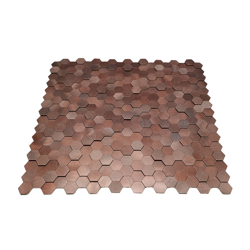 Crédence adhésive | Mini Hexagone 3D Cuivre foncé | 29,8×30,7 cm