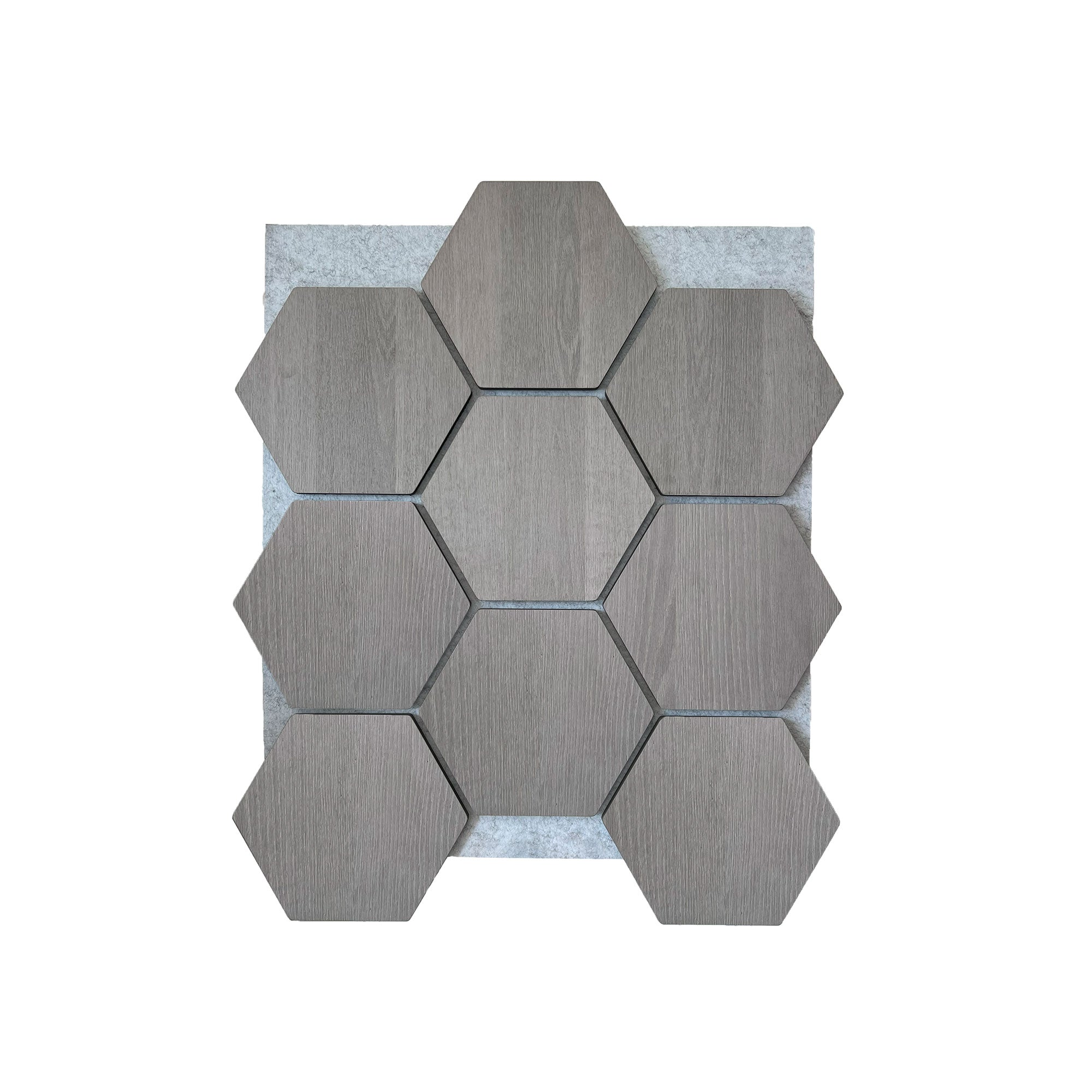 Panneau Mural Hexagonal | Noyer Gris avec Feutrine Grise 81 cm | Acoustique