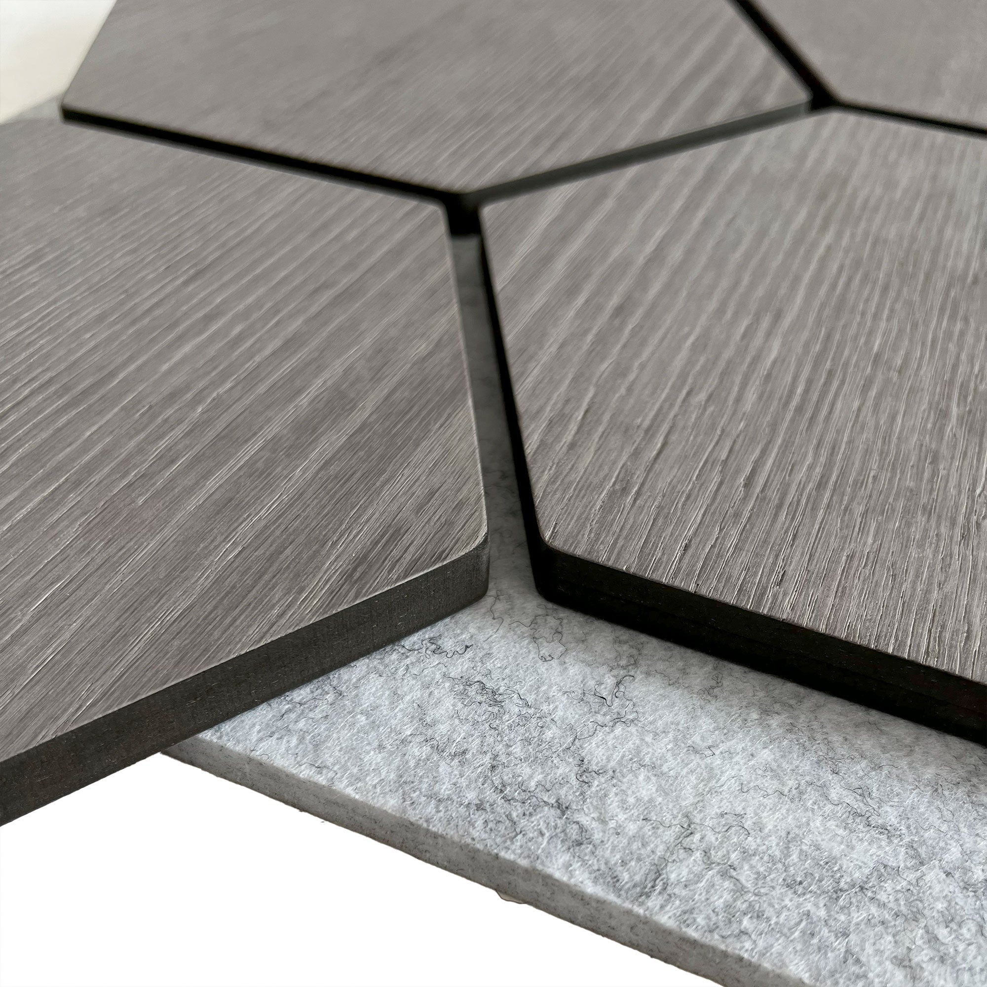 Panneau Mural Hexagonal | Noyer Gris avec Feutrine Grise 81 cm | Acoustique