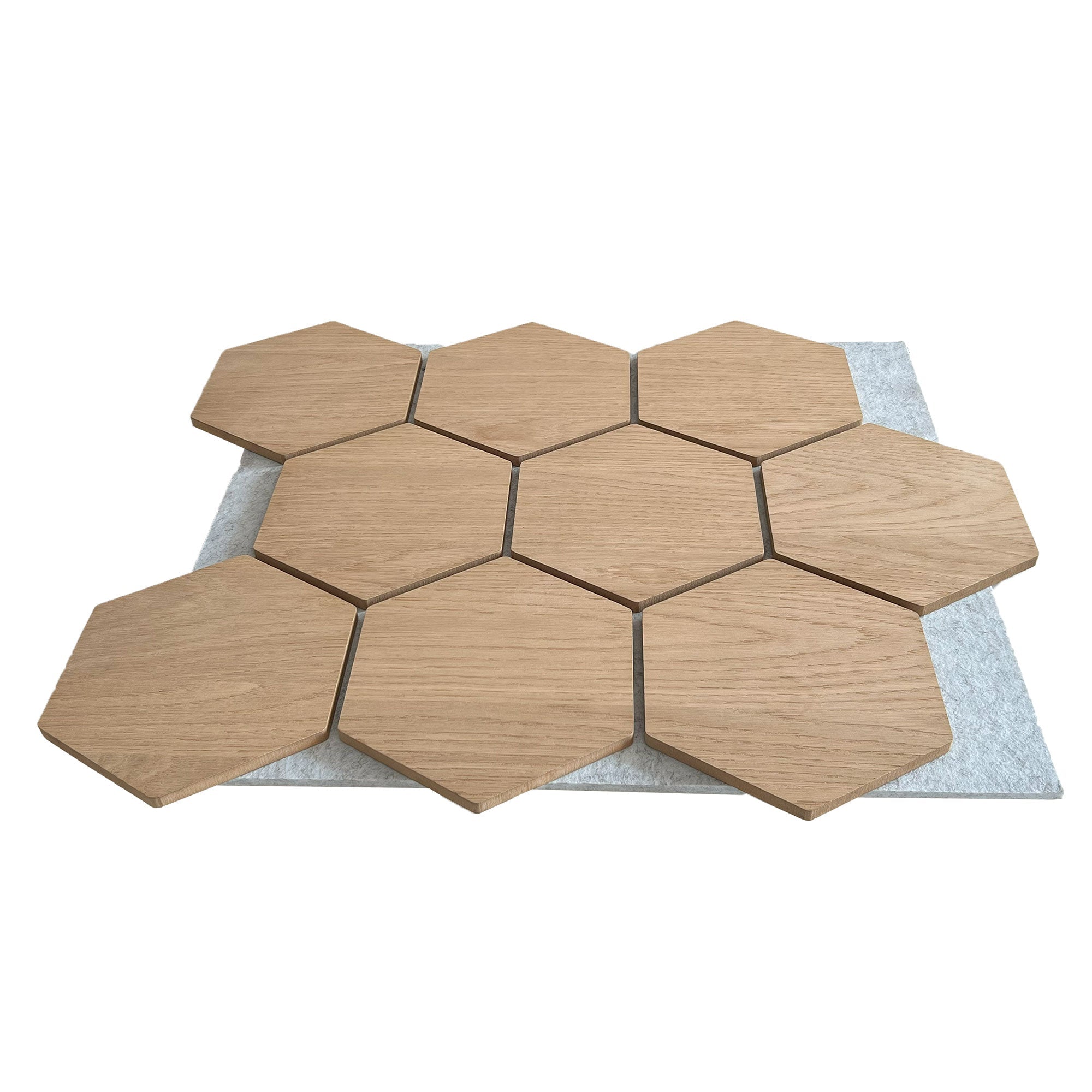 Panneau Mural Hexagonal | Chêne Naturel avec Feutre Gris 81 cm | Acoustique