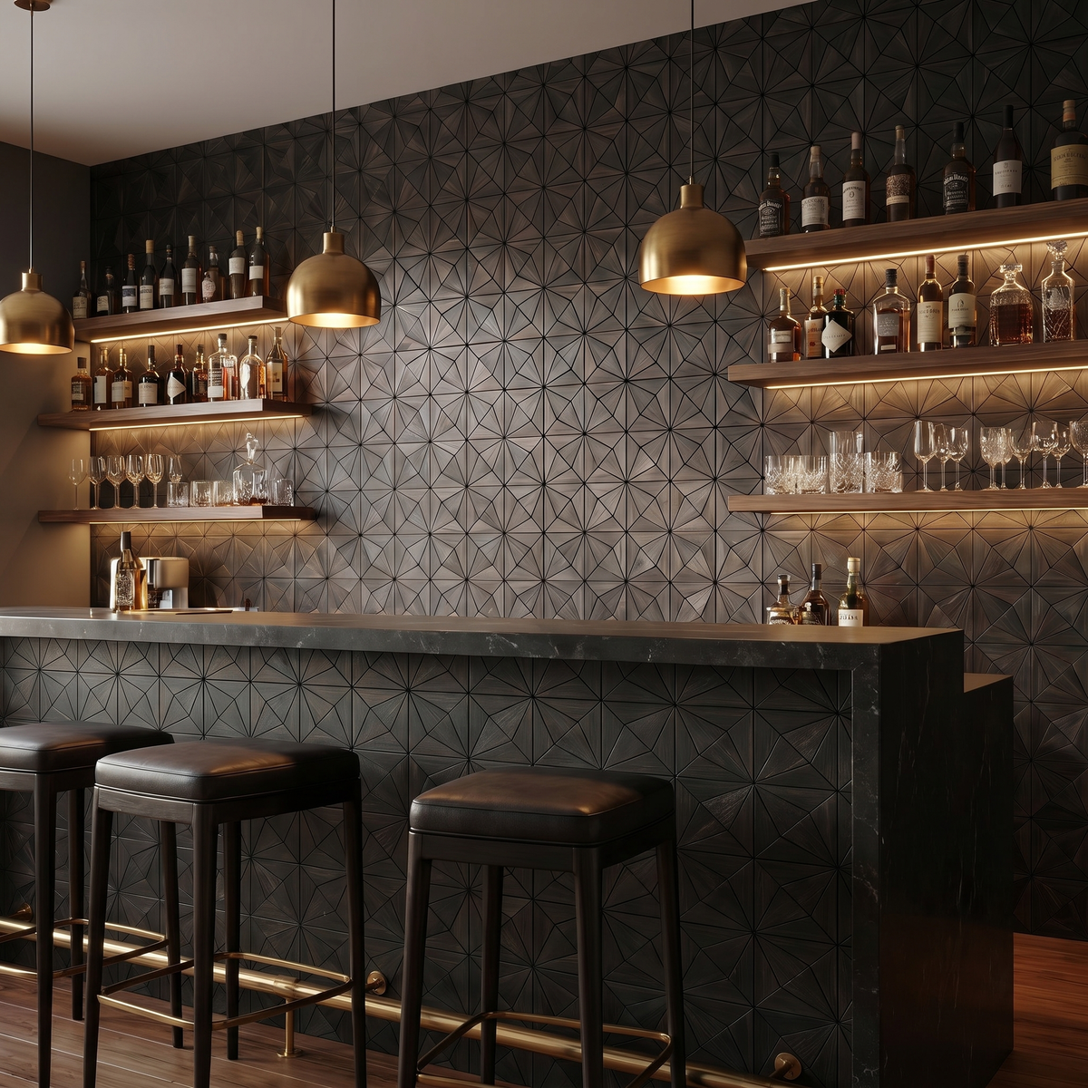 Nolan Noir panneau mural déco en fond de bar