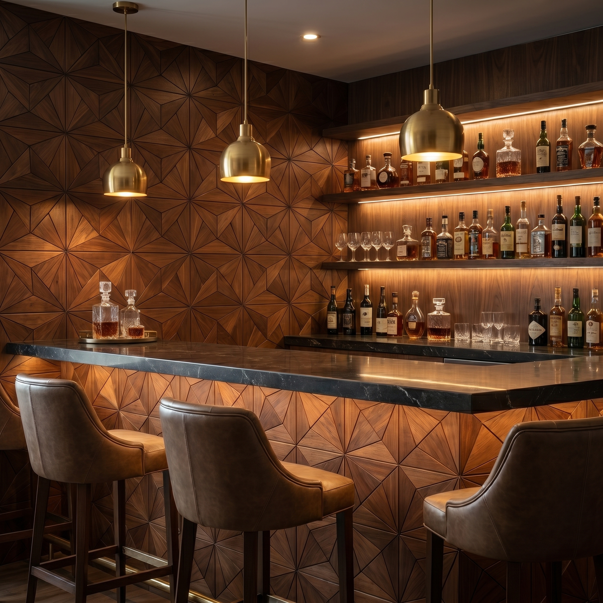 Nolan Brun panneau mural déco en fond de bar