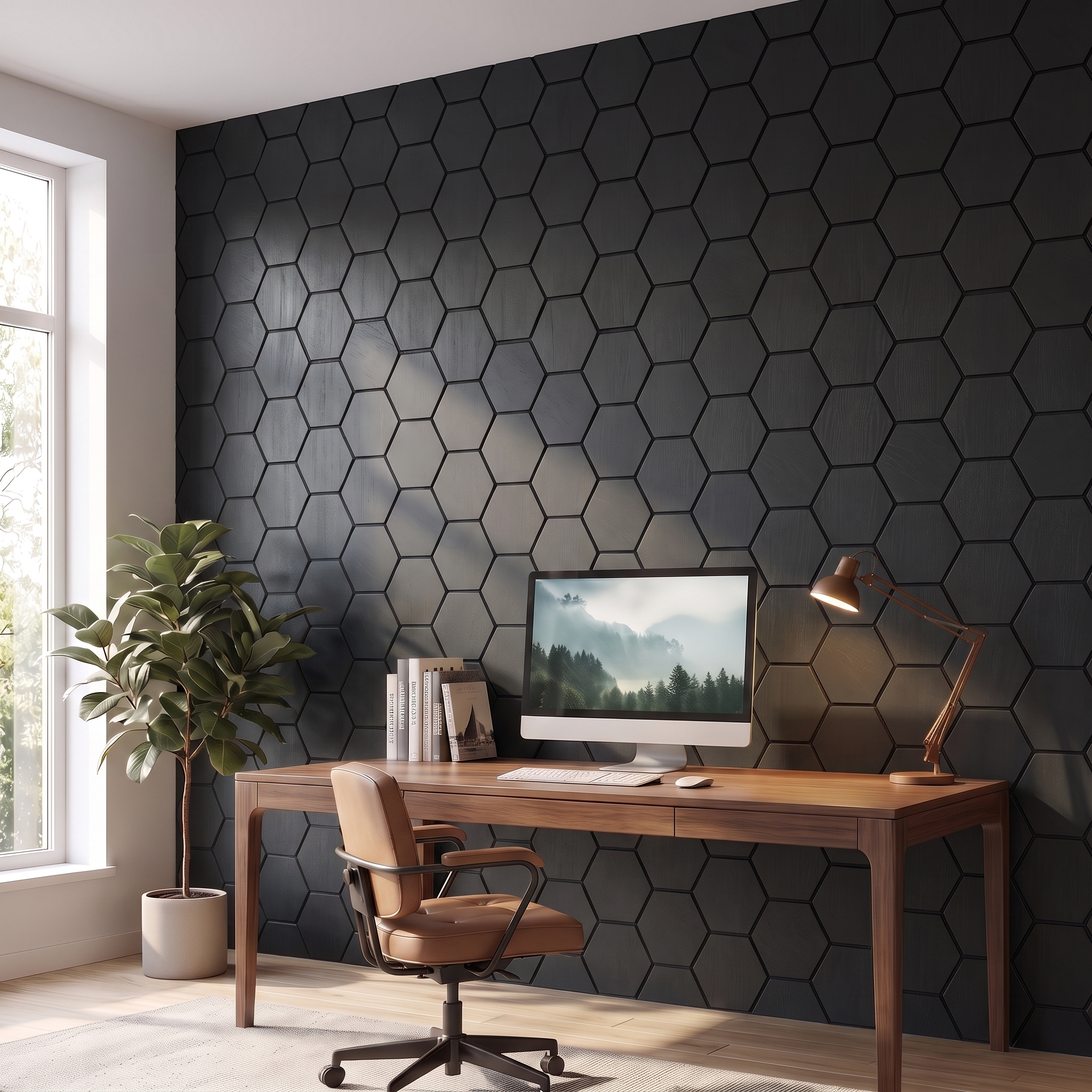Panneau hexagonal noir bureau à domicile