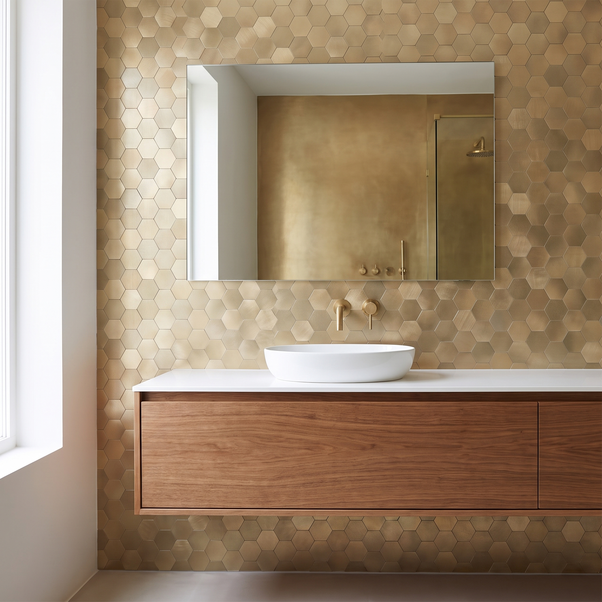 Crédence hexagone or salle de bain