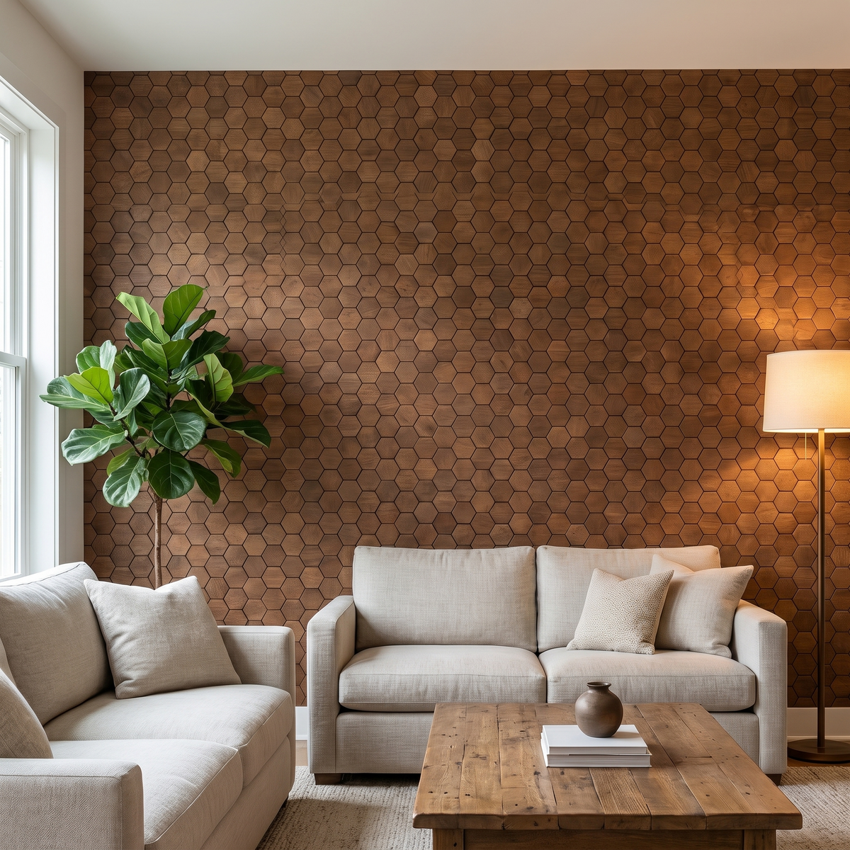 Snowdrop Brun Fumé panneau mural déco dans un salon moderne