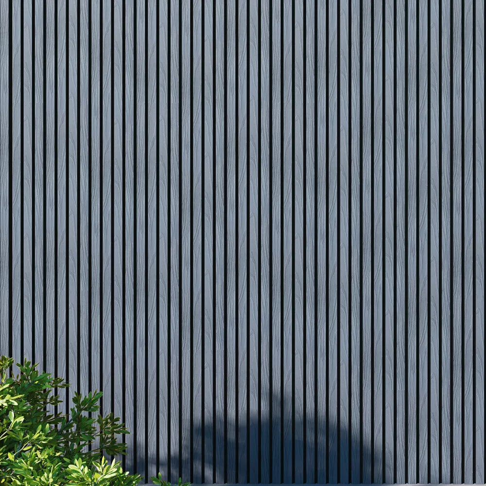 Panneau Bois Extérieur Gris Pierre 290CM | Façade | Jardin | Texture 3D