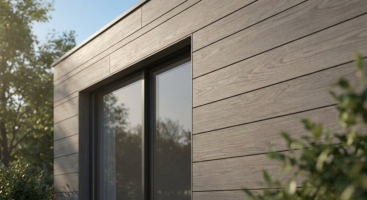 Panneau bois extérieur gris pour bardage contemporain