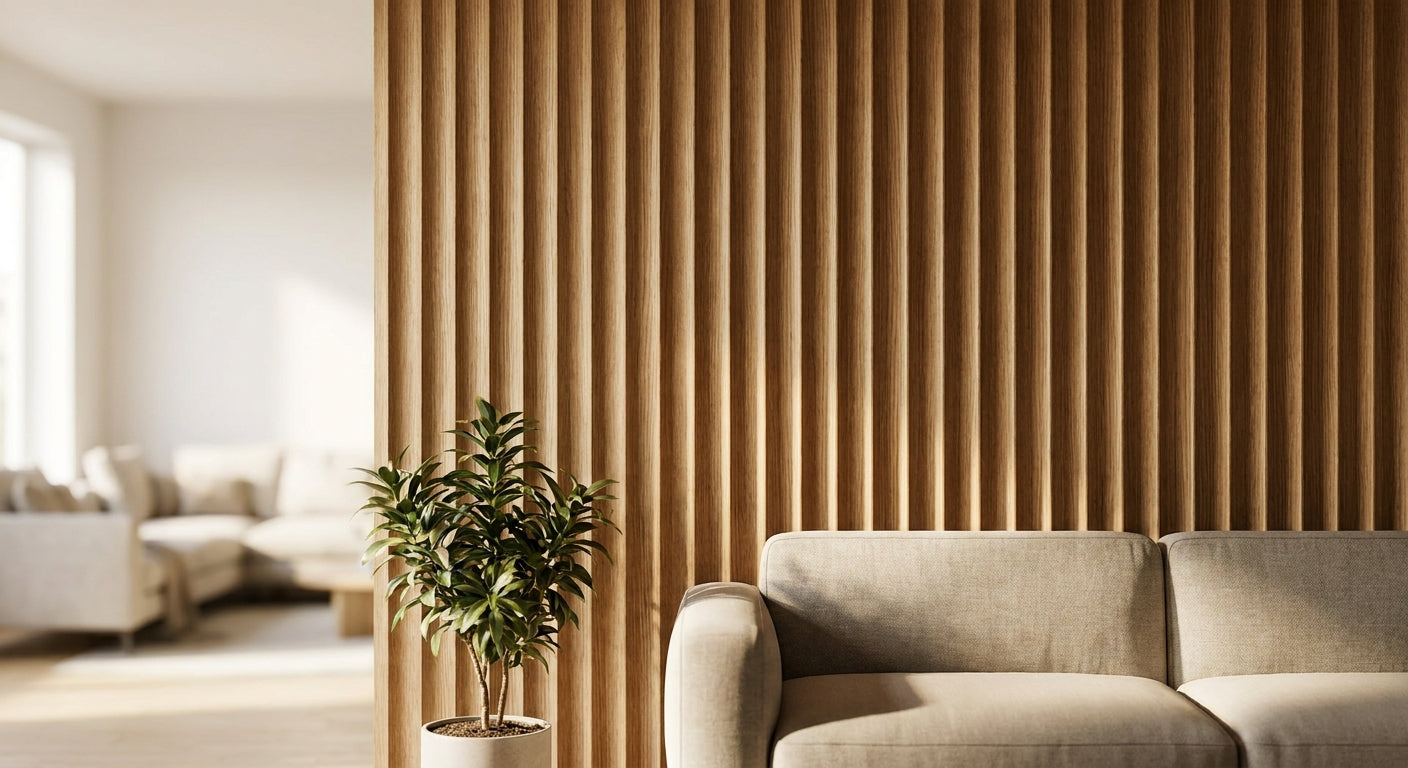 Panneau bois cannelé pour décoration murale intérieure