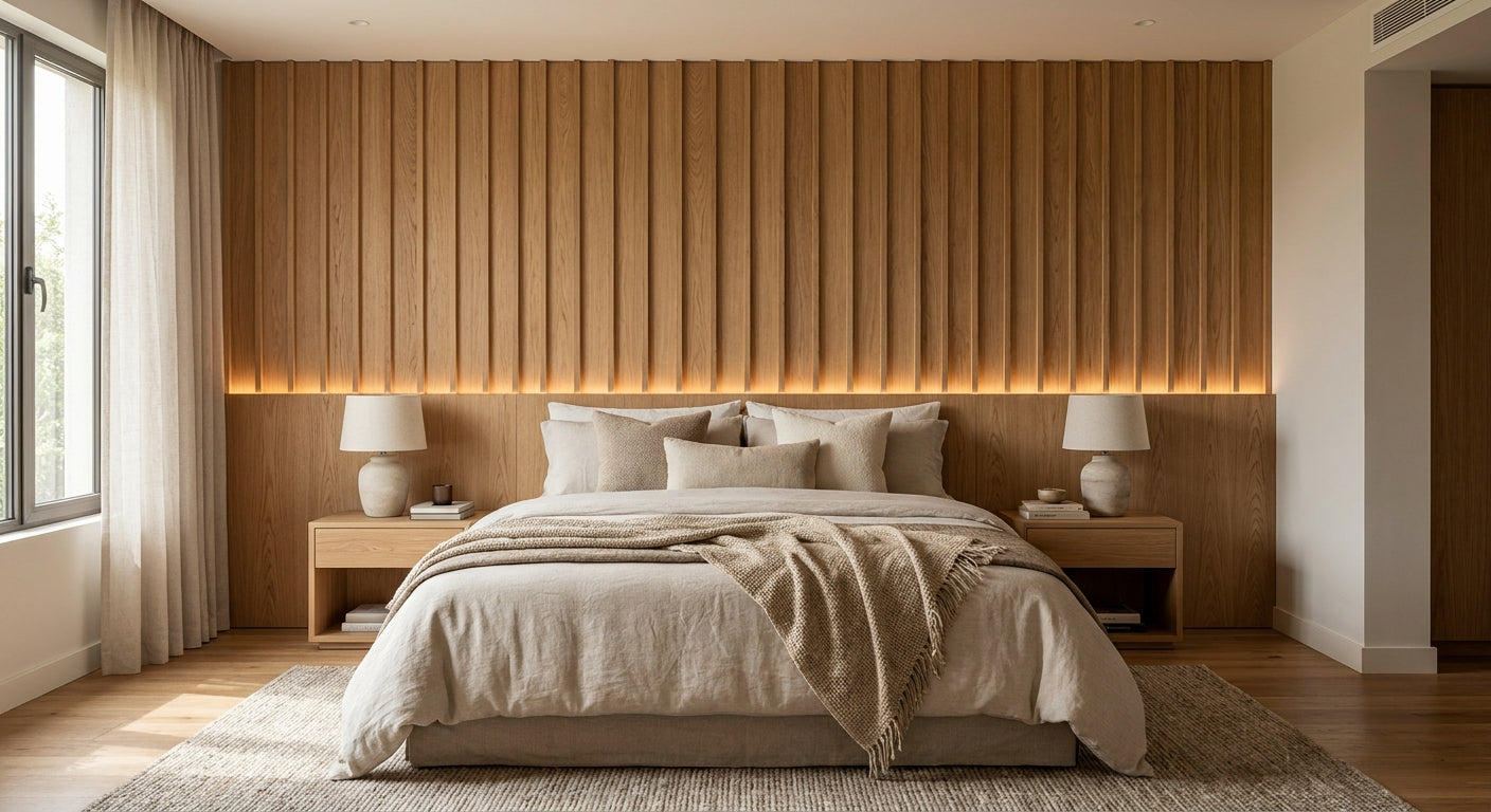 Panneau mural bois pour tête de lit chambre adulte