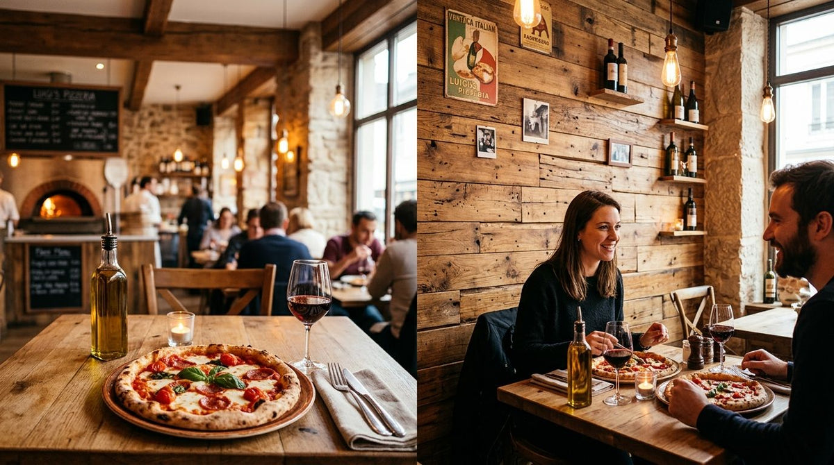 Panneau mural bois pour pizzeria et restaurant italien