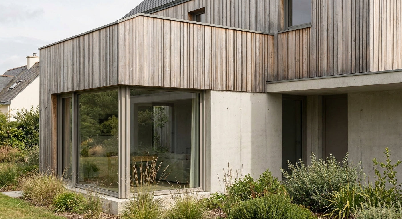 Bardage bois extérieur pour extension bois et béton