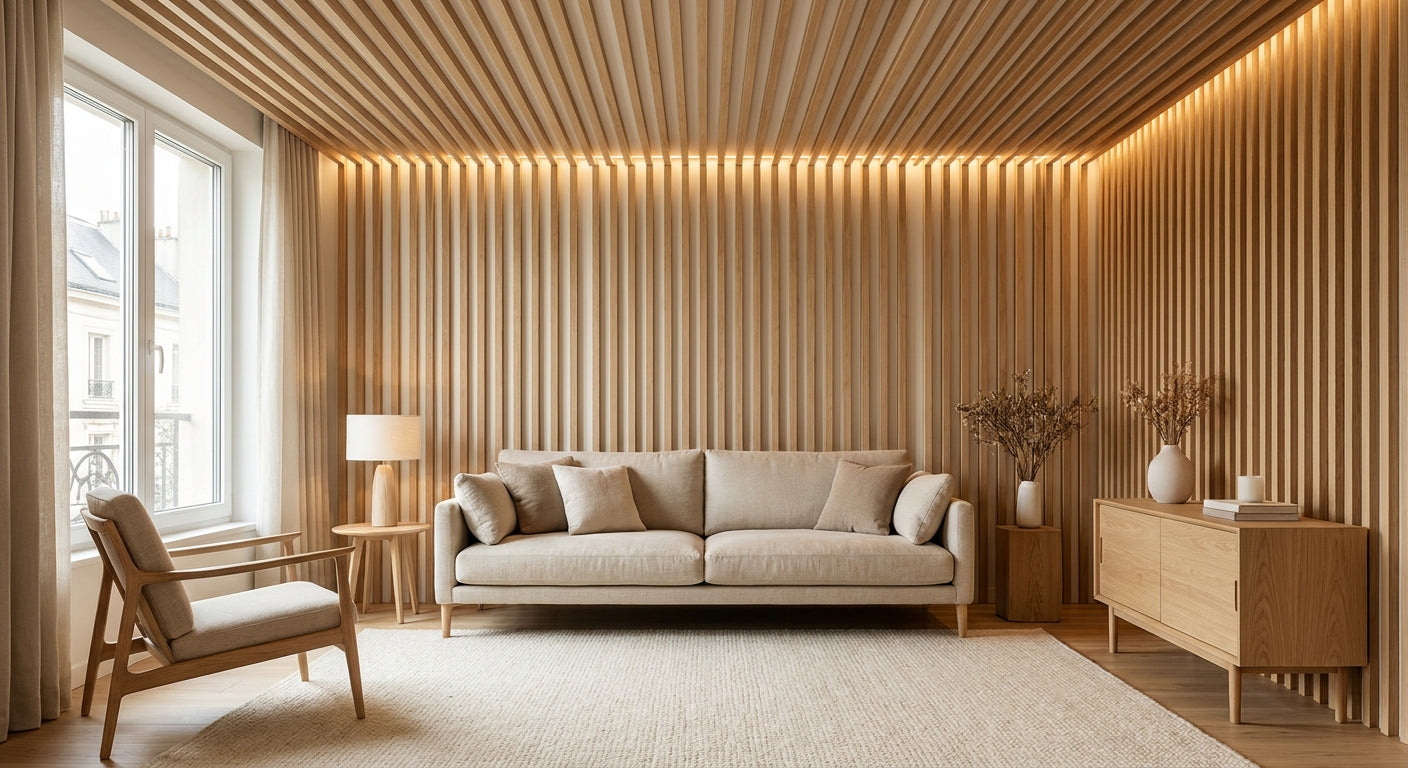 Tasseaux muraux bois pour habiller un plafond bas