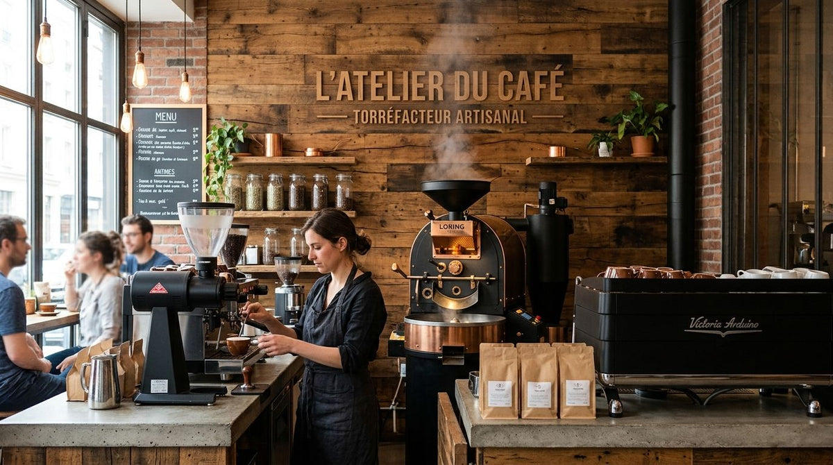 Panneau mural bois pour torréfacteur et café de spécialité