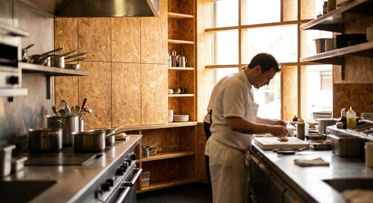 Panneau bois pour agencement de cuisine professionnelle