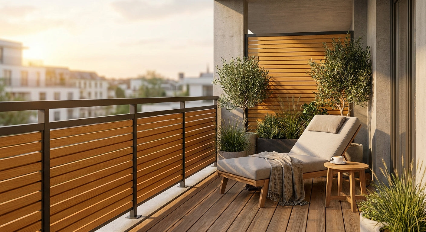 Panneau bois extérieur pour balcon et garde-corps