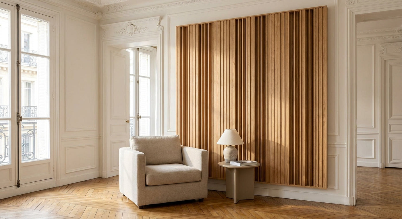 Panneau acoustique bois pour appartement haussmannien
