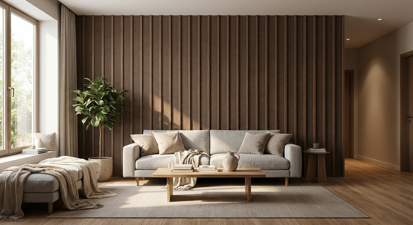 Panneau acoustique mocca pour décoration salon moderne