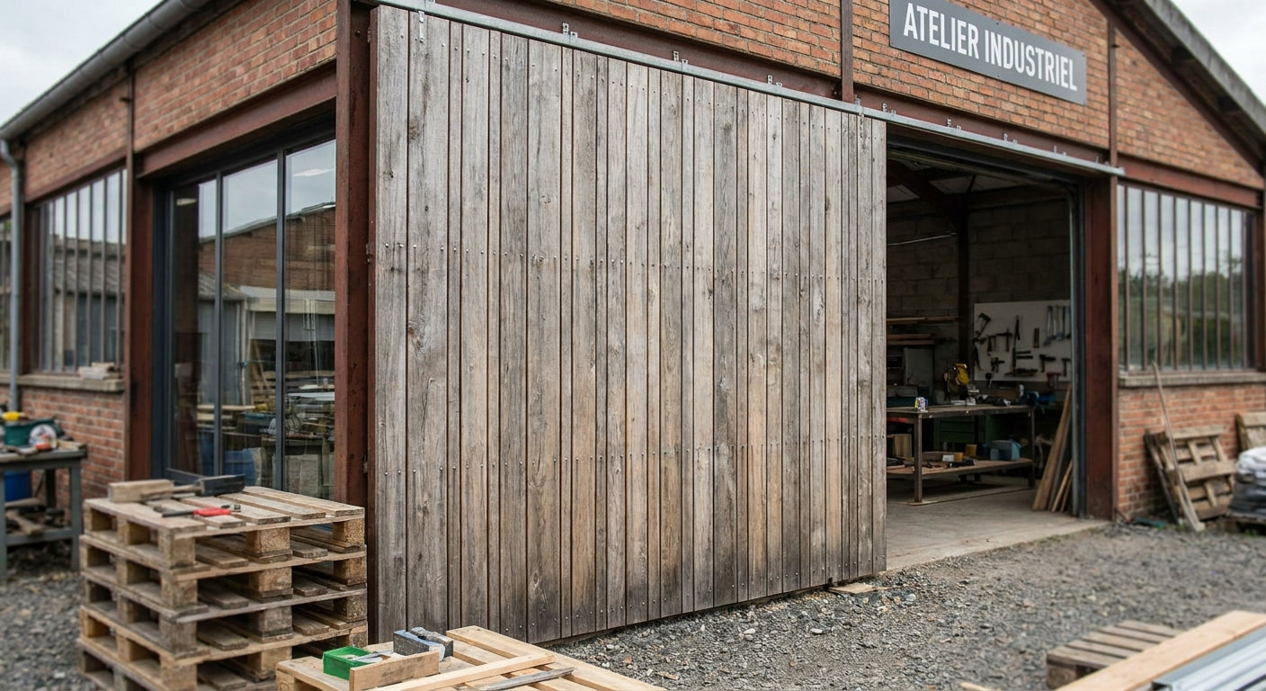 Panneau bois extérieur pour atelier industriel