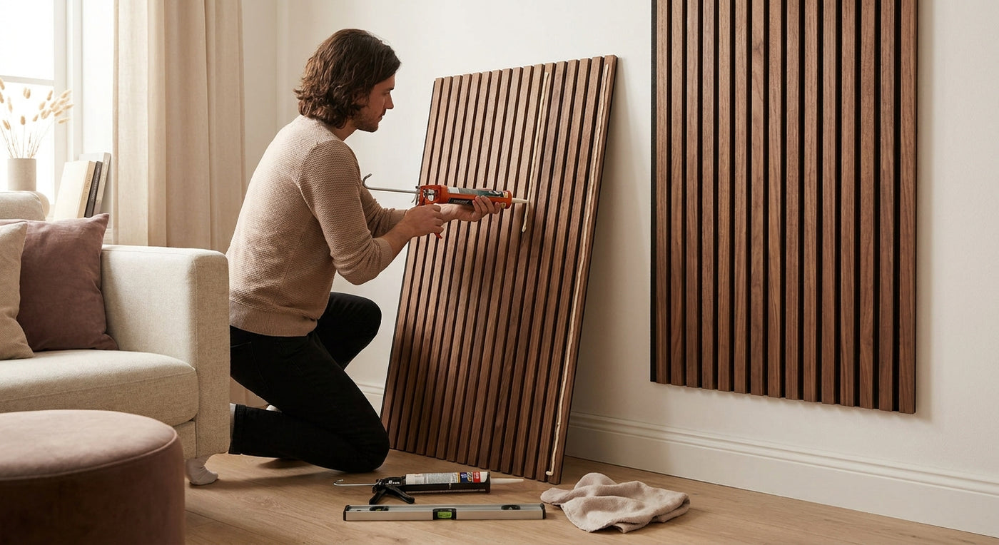 Comment fixer un panneau acoustique noyer sans percer