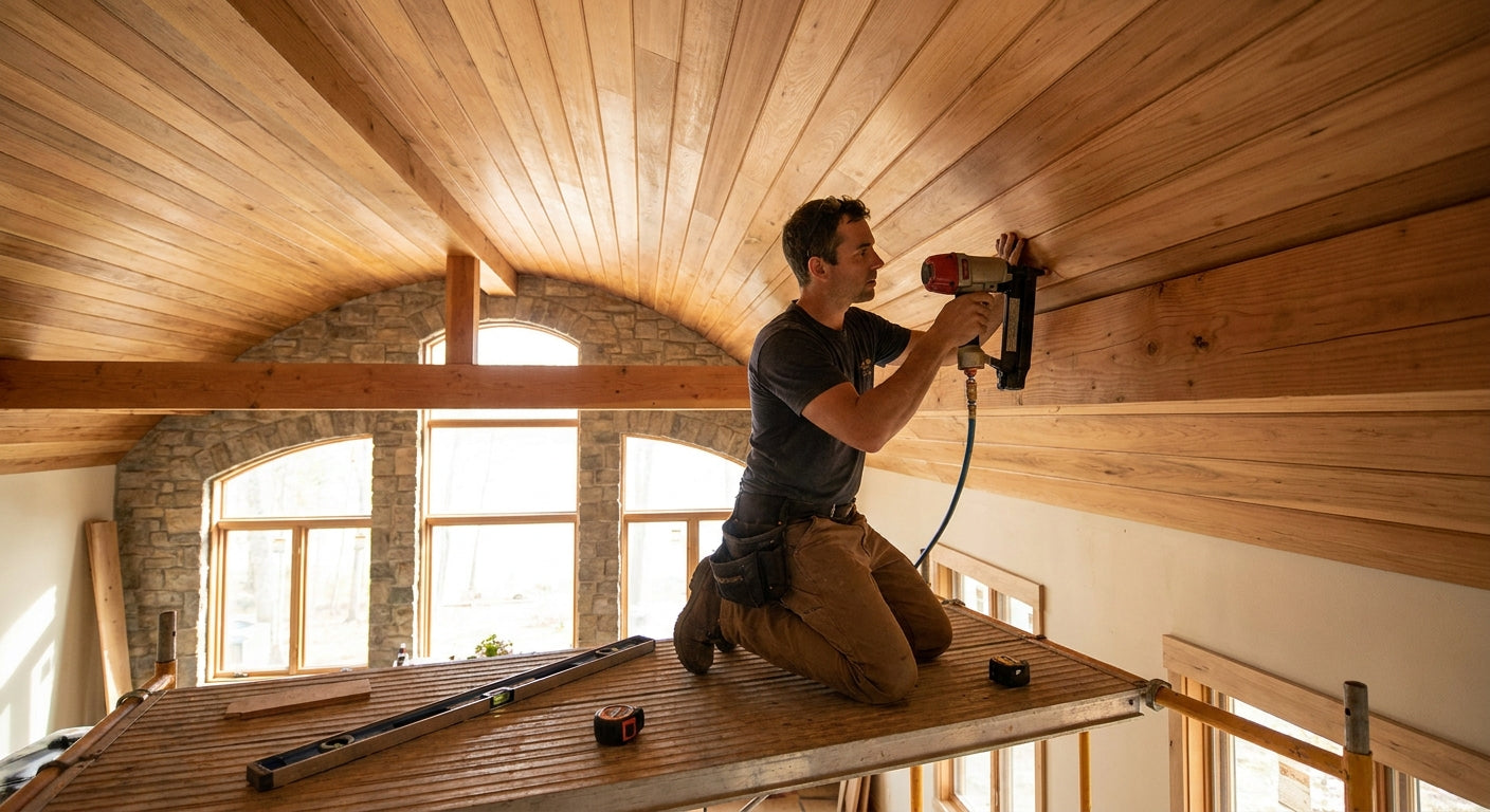 Comment poser un panneau bois sur un plafond voûté
