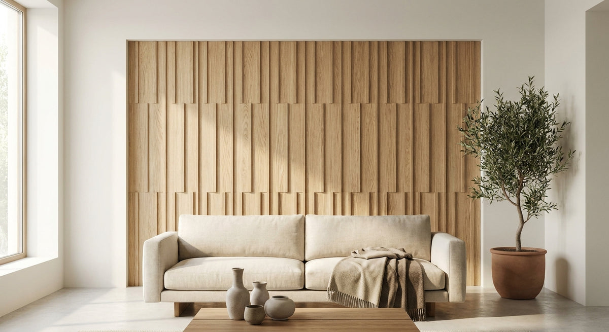 Panneau bois décoratif mural pour salon minimaliste