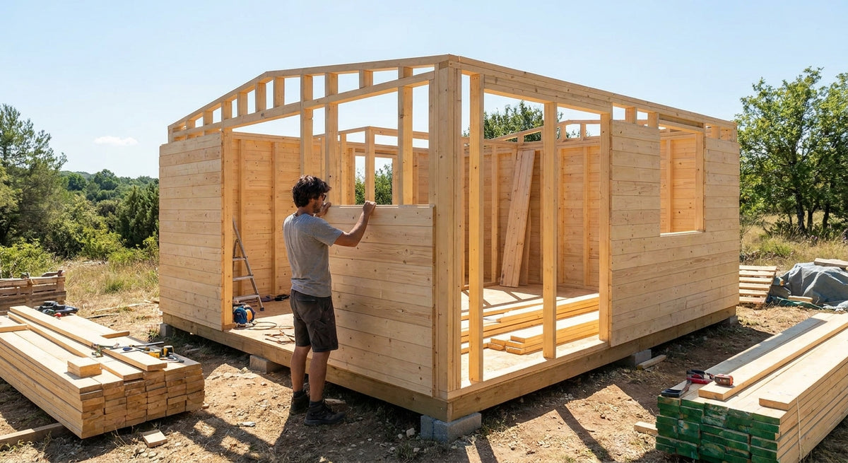 Panneau bois extérieur pour maison en kit à monter soi-même