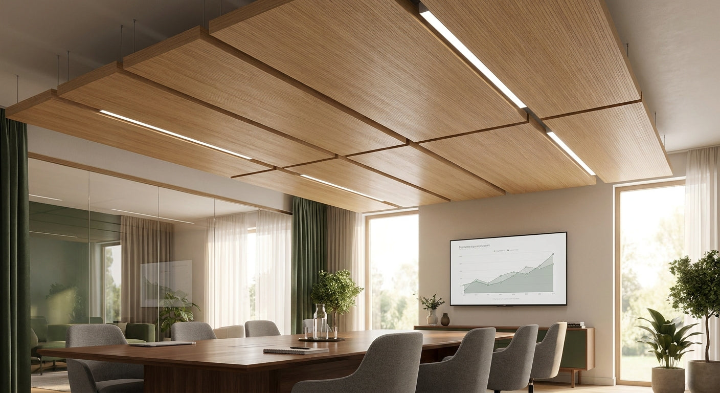 Panneau acoustique bois pour plafond de salle de réunion