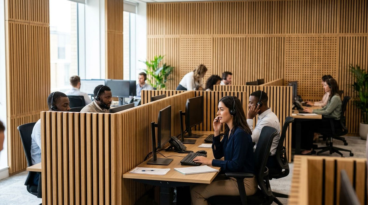Panneau acoustique bois pour centre d'appels et service client