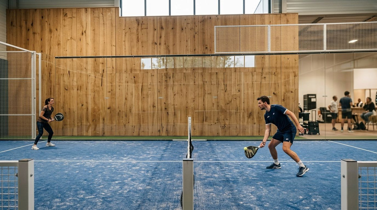 Panneau mural bois pour club de padel et terrain sportif