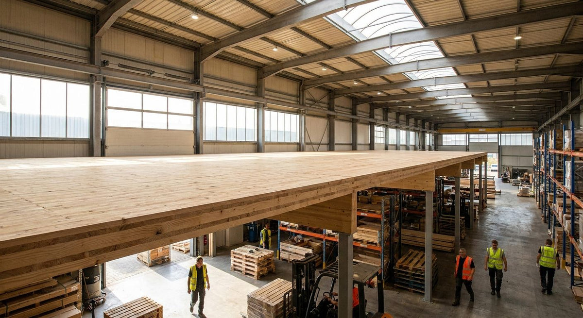 Panneau bois pour mezzanine de stockage industriel