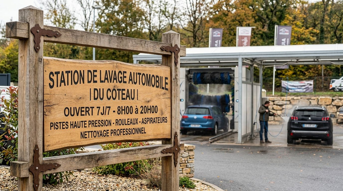 Panneau bois pour station de lavage automobile