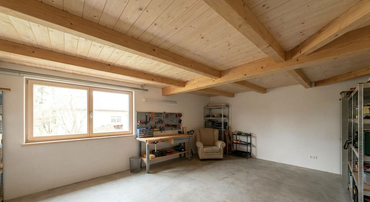 Panneau bois plafond pour garage aménagé