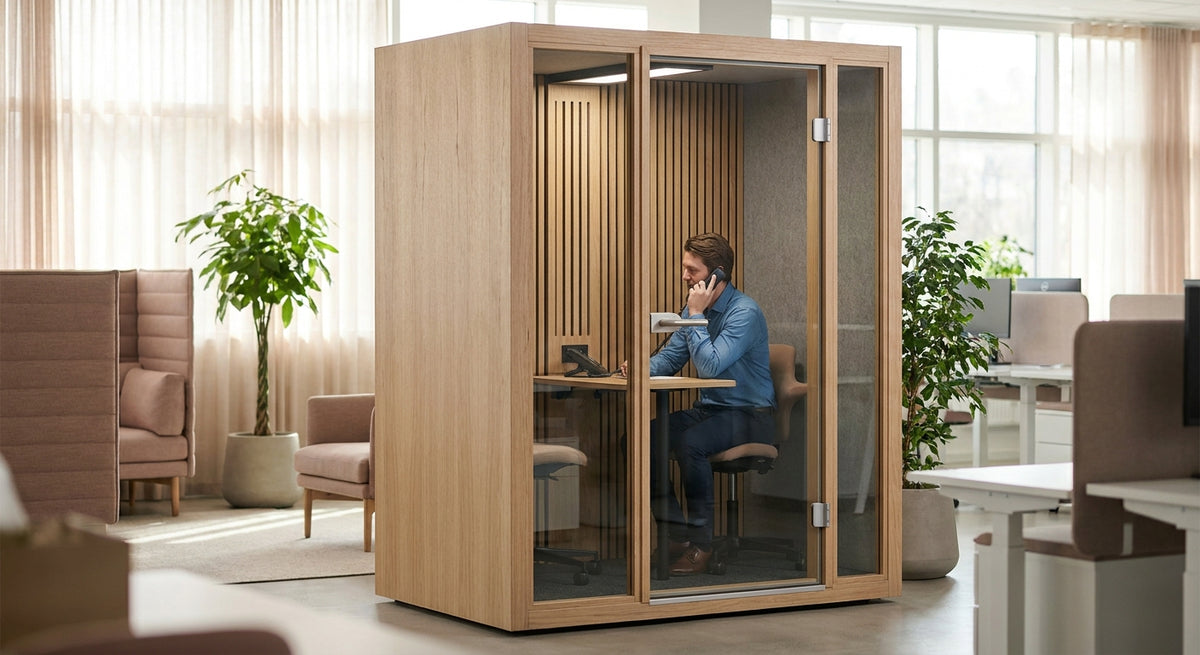 Panneau acoustique bois pour cabine téléphonique de bureau