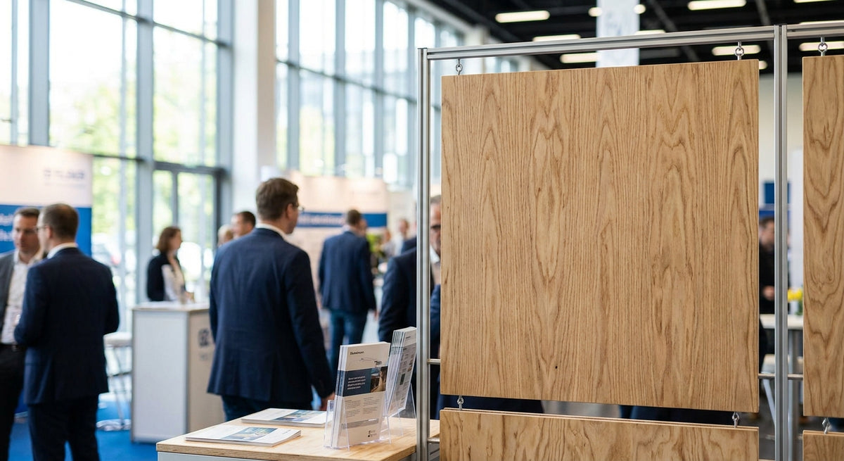 Panneau bois pour stand de salon professionnel