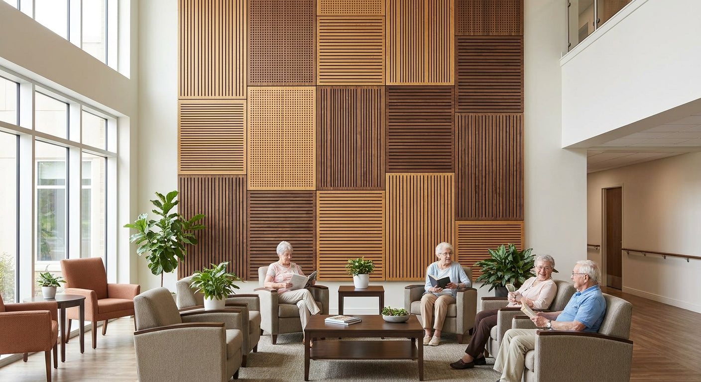 Panneau acoustique bois pour résidence senior et EHPAD