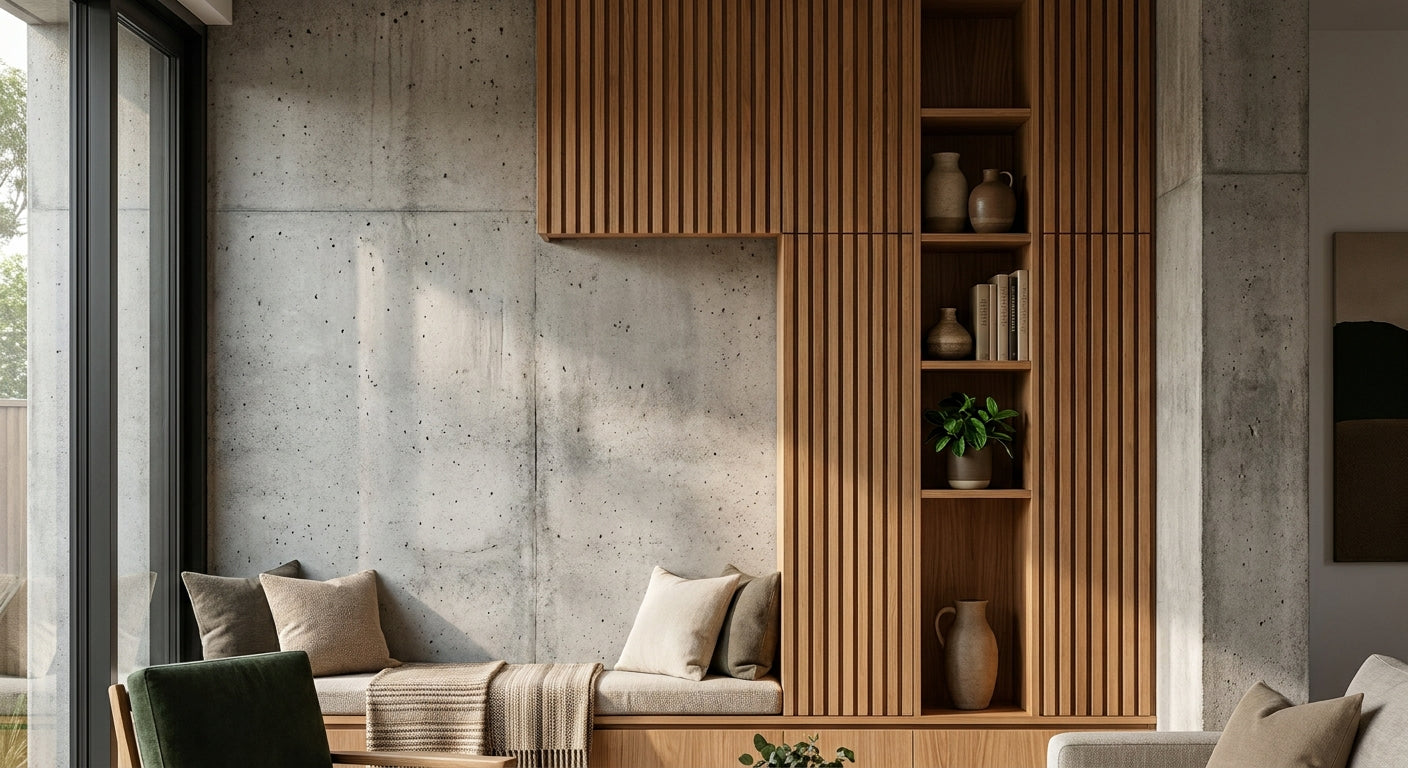 Comment habiller un mur de béton brut avec des lattes bois