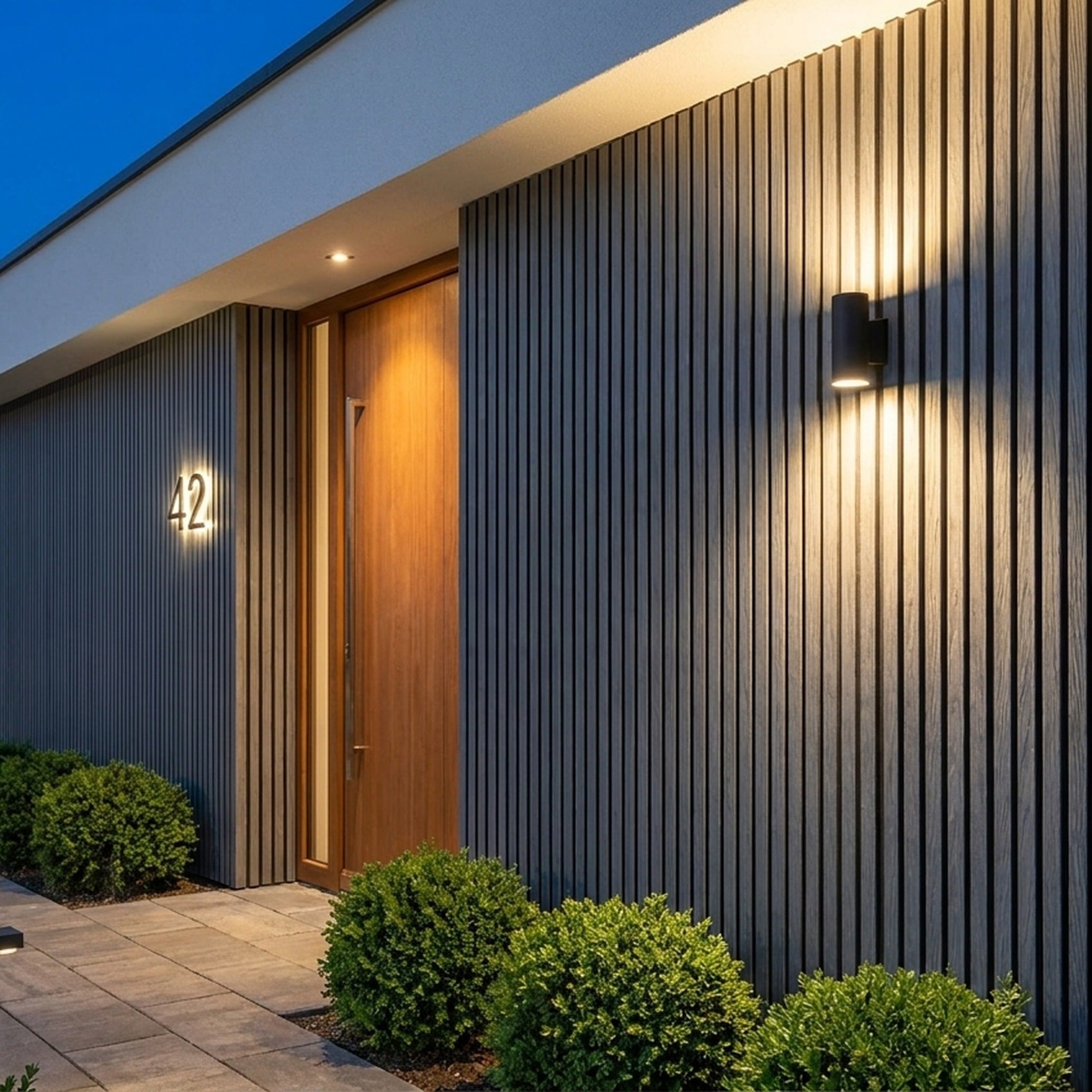 Panneau Bois Extérieur Gris Pierre 290CM | Façade | Jardin | Texture 3D