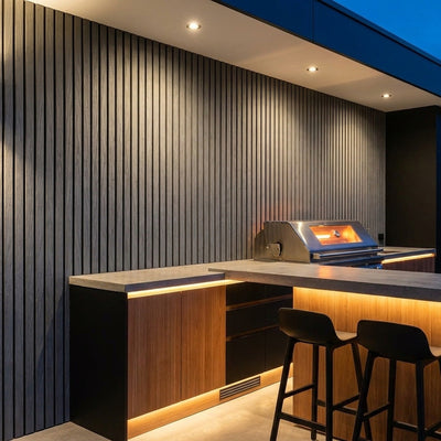Panneau Bois Extérieur Gris Pierre 290CM | Façade | Jardin | Texture 3D